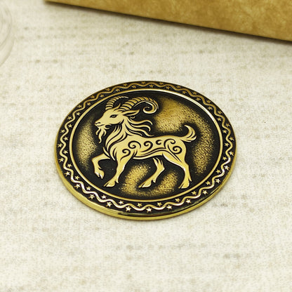 Brass Chinese Zodiac Coin – Year of the Goat Gift Coin with Custom Engraving and Personalization