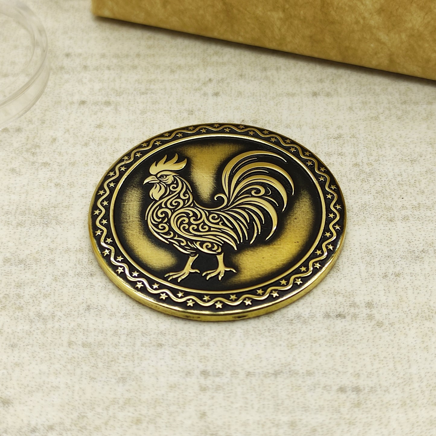 Brass Eastern Zodiac Coin — Year of the Rooster with Personalization