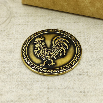 Brass Eastern Zodiac Coin — Year of the Rooster with Personalization