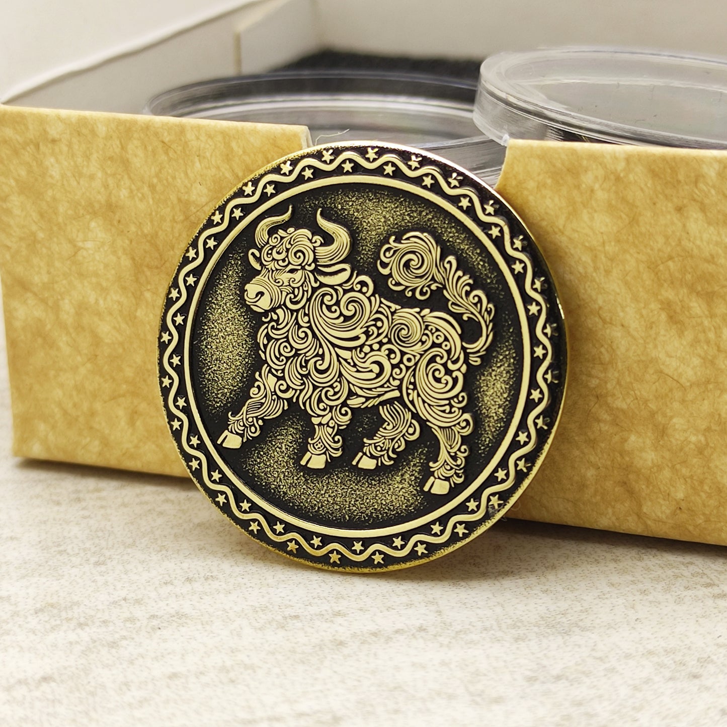 Brass Coin of the Eastern Zodiac — Year of the Ox with Personalization