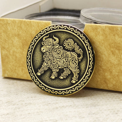 Brass Coin of the Eastern Zodiac — Year of the Ox with Personalization