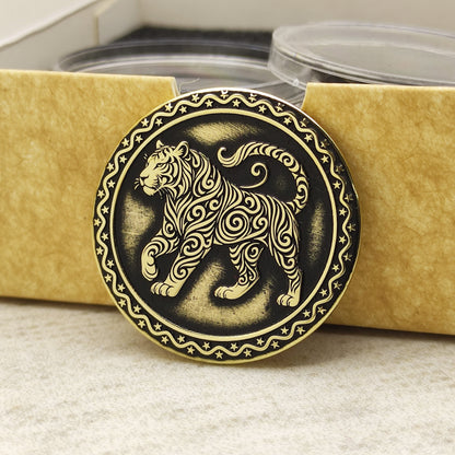 Brass Coin of the Eastern Zodiac — Year of the Tiger with Personalization