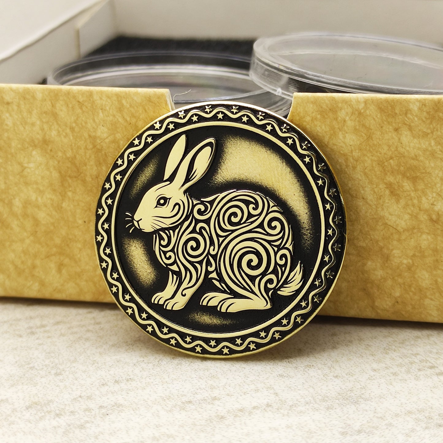 Brass Eastern Zodiac Coin — Year of the Rabbit. Personalized Gift Coin