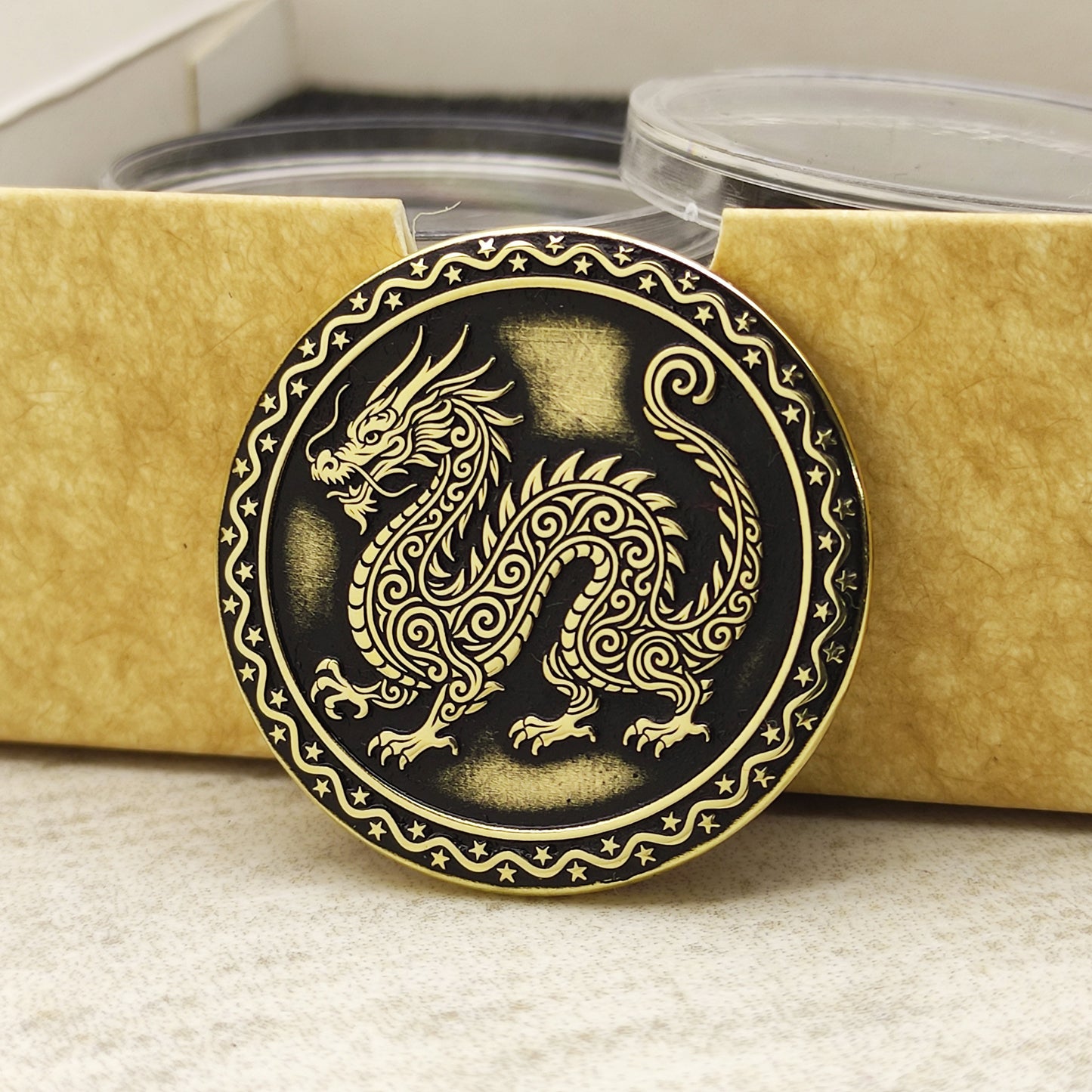 Brass Eastern Zodiac Coin — Year of the Dragon. Personalized Lucky Gift Coin