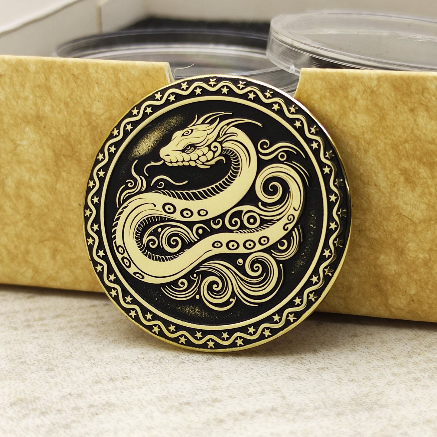 Brass Eastern Zodiac Coin — Year of the Snake. Personalized Wisdom Talisman