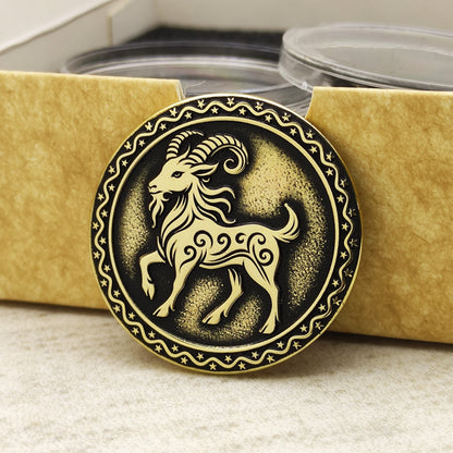 Brass Chinese Zodiac Coin – Year of the Goat Gift Coin with Custom Engraving and Personalization