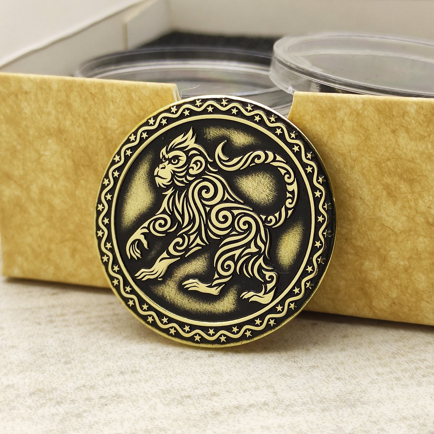 Exclusive Brass Coin "Year of the Monkey" – Chinese Zodiac Symbol of Luck and Wisdom, Personalized Gift