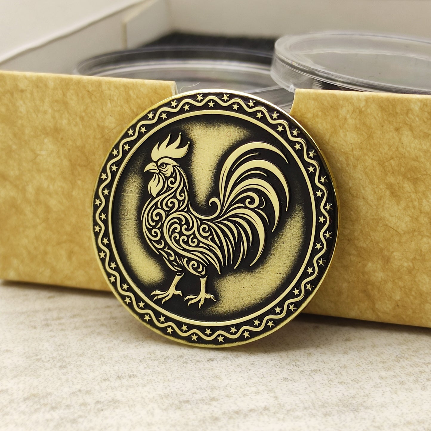 Brass Eastern Zodiac Coin — Year of the Rooster with Personalization