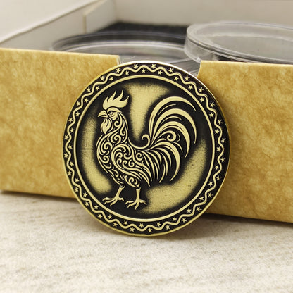 Brass Eastern Zodiac Coin — Year of the Rooster with Personalization