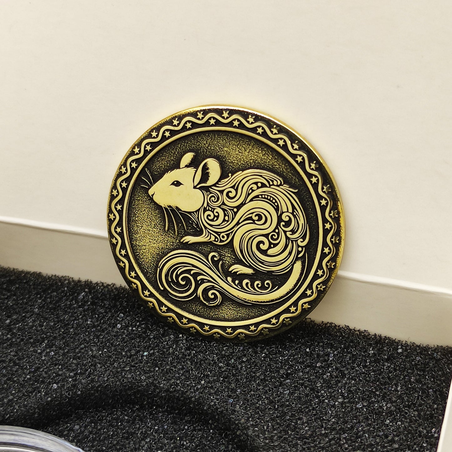 Brass Chinese Zodiac Coin Year of the Rat with Personalization