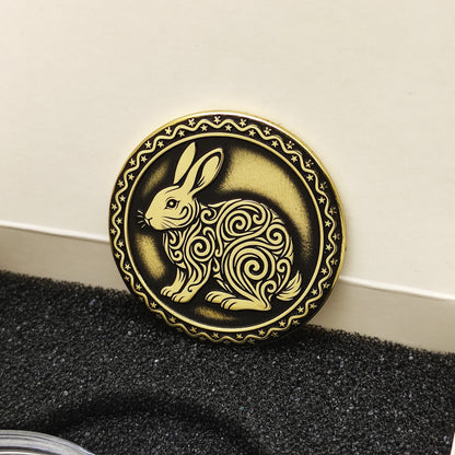 Brass Eastern Zodiac Coin — Year of the Rabbit. Personalized Gift Coin