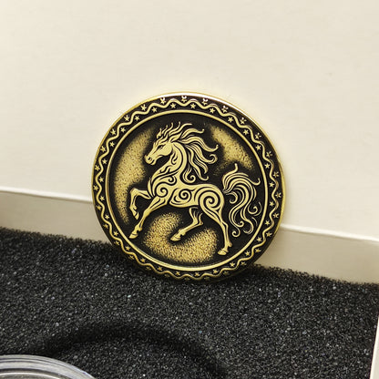 Brass Zodiac Coin — Year of the Red Fire Horse with Personalization