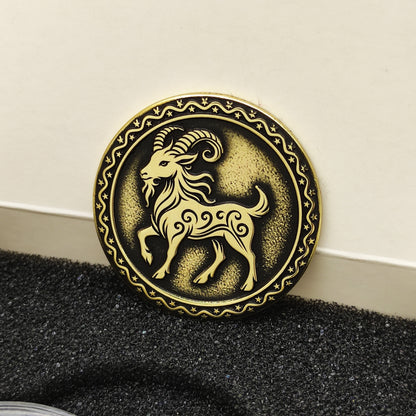 Brass Chinese Zodiac Coin – Year of the Goat Gift Coin with Custom Engraving and Personalization