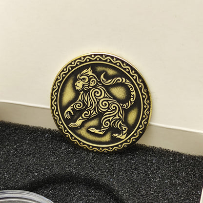 Exclusive Brass Coin "Year of the Monkey" – Chinese Zodiac Symbol of Luck and Wisdom, Personalized Gift