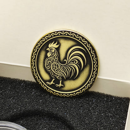 Brass Eastern Zodiac Coin — Year of the Rooster with Personalization