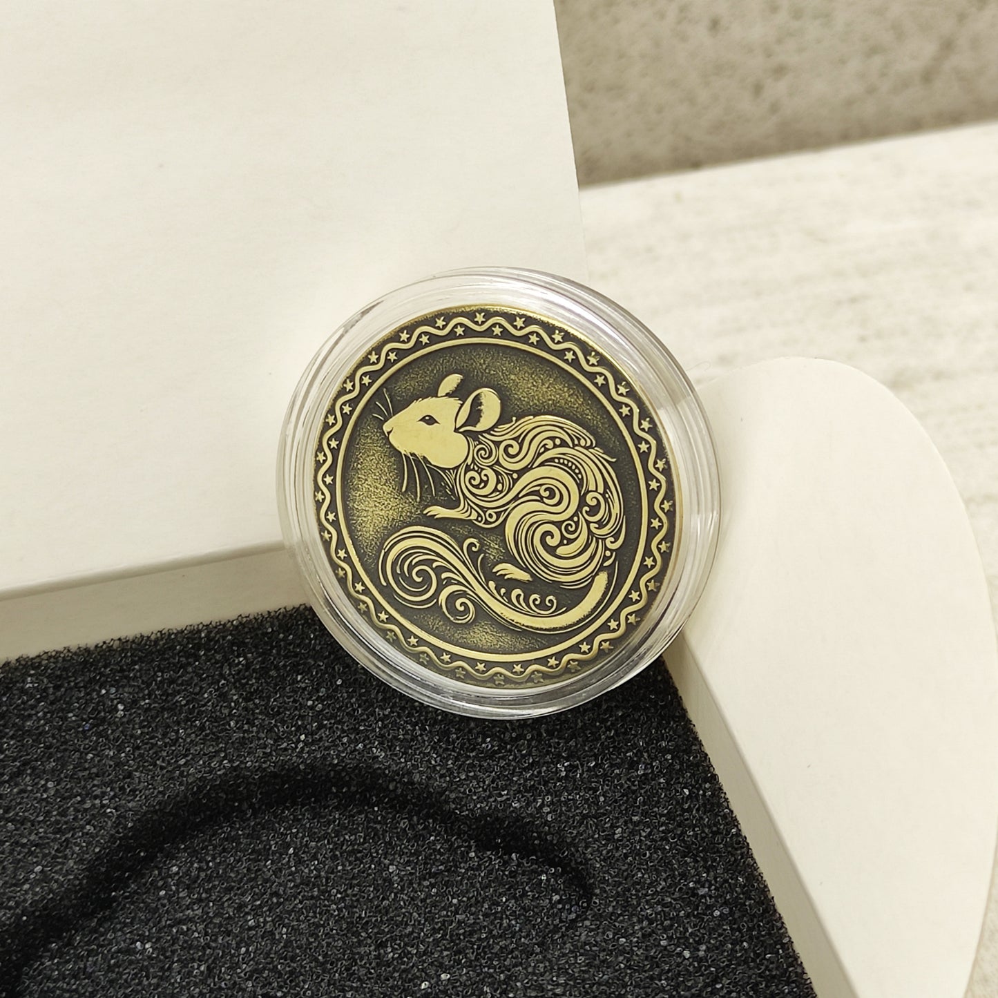 Brass Chinese Zodiac Coin Year of the Rat with Personalization