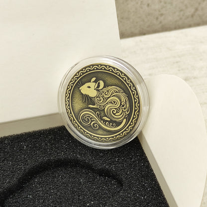 Brass Chinese Zodiac Coin Year of the Rat with Personalization