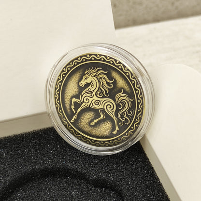 Brass Zodiac Coin — Year of the Red Fire Horse with Personalization