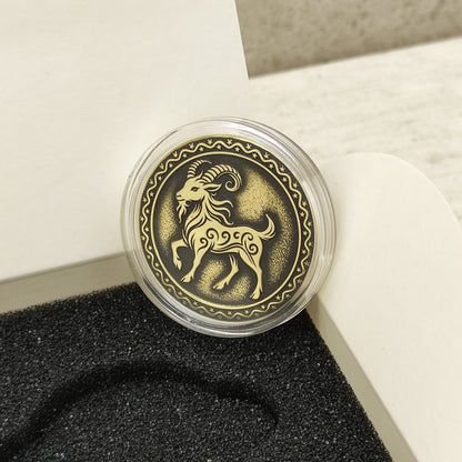 Brass Chinese Zodiac Coin – Year of the Goat Gift Coin with Custom Engraving and Personalization