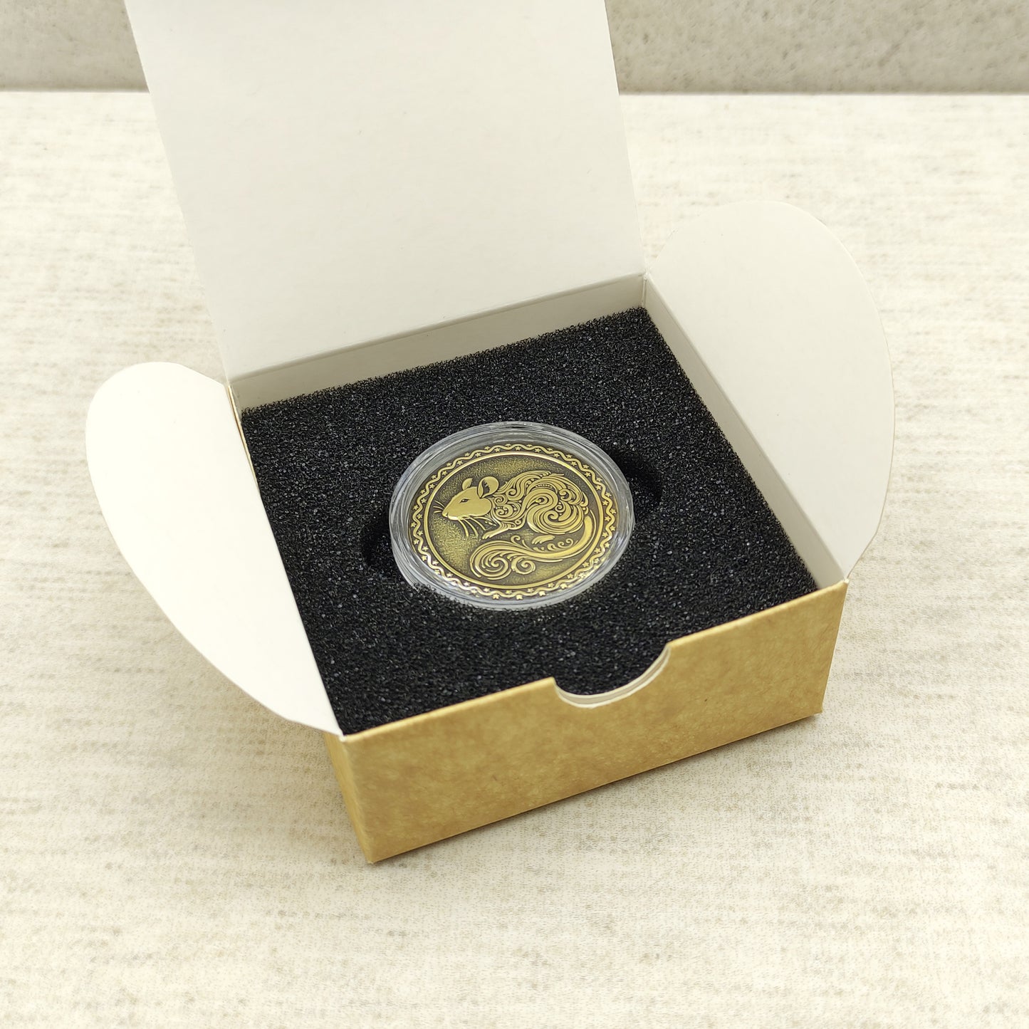 Brass Chinese Zodiac Coin Year of the Rat with Personalization