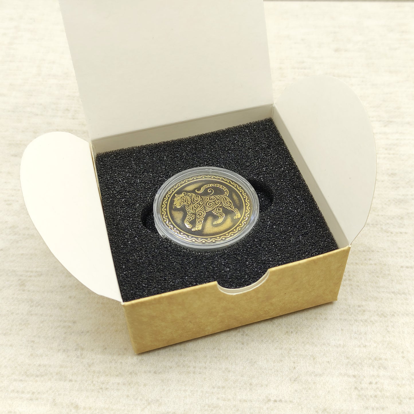 Brass Coin of the Eastern Zodiac — Year of the Tiger with Personalization
