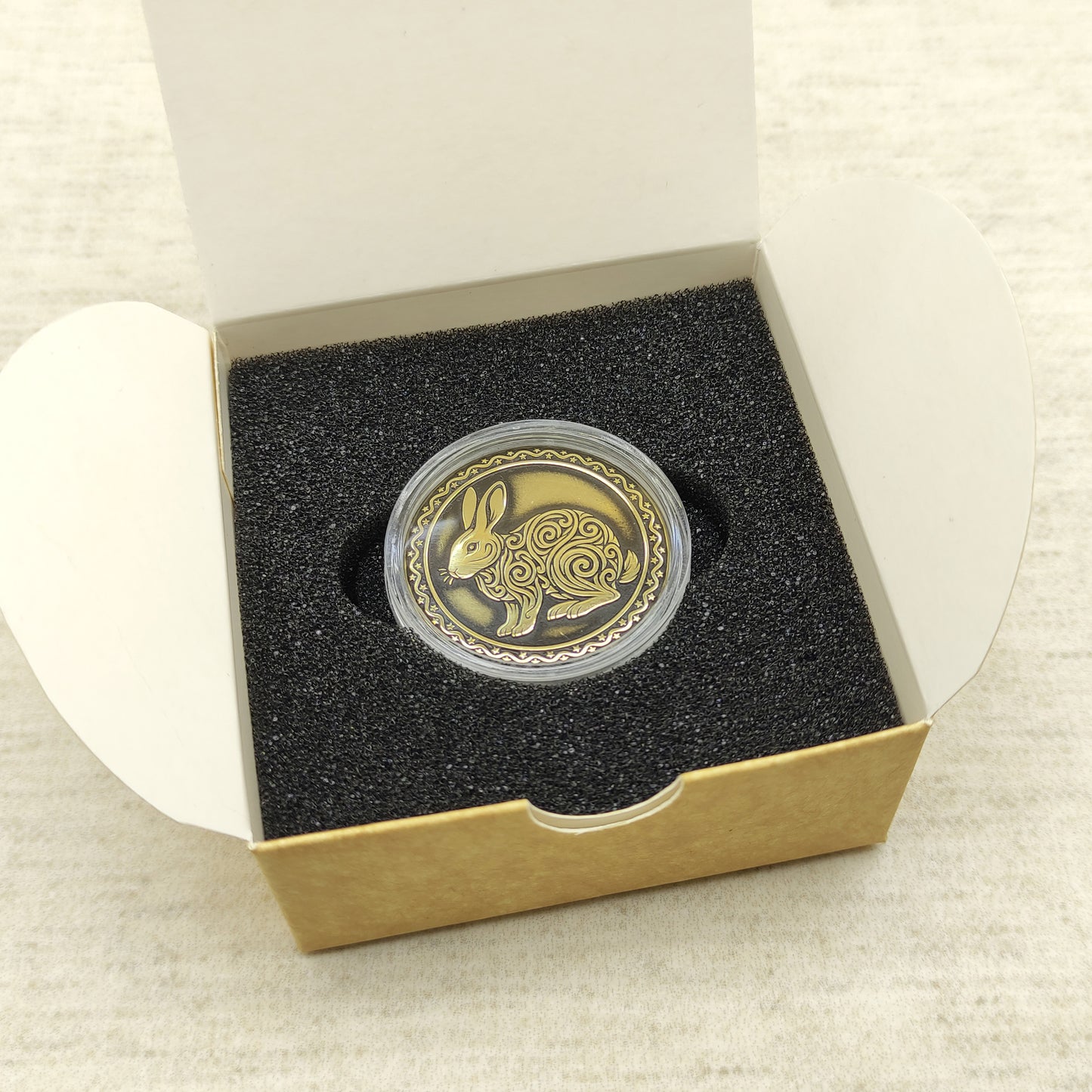 Brass Eastern Zodiac Coin — Year of the Rabbit. Personalized Gift Coin