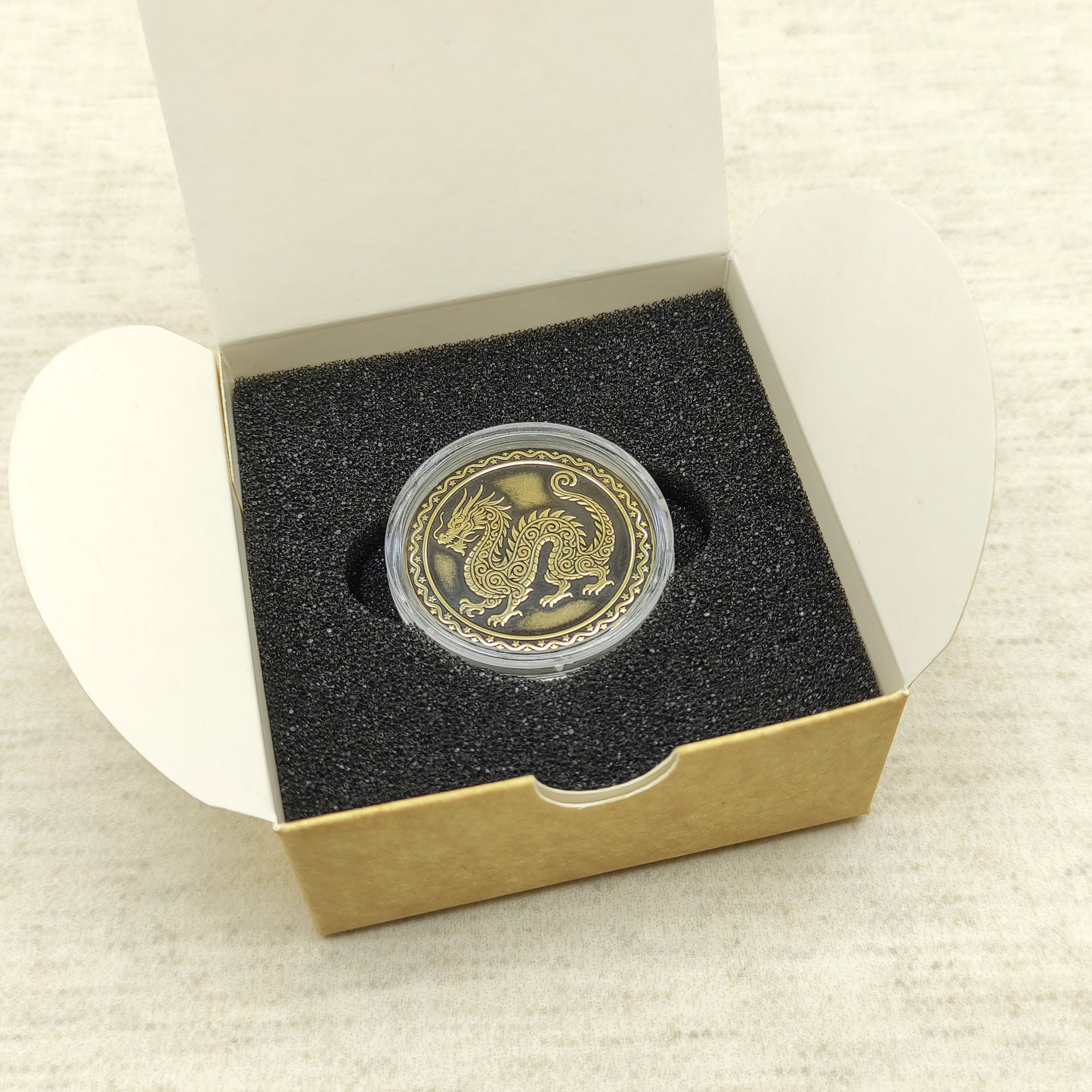 Brass Eastern Zodiac Coin — Year of the Dragon. Personalized Lucky Gift Coin