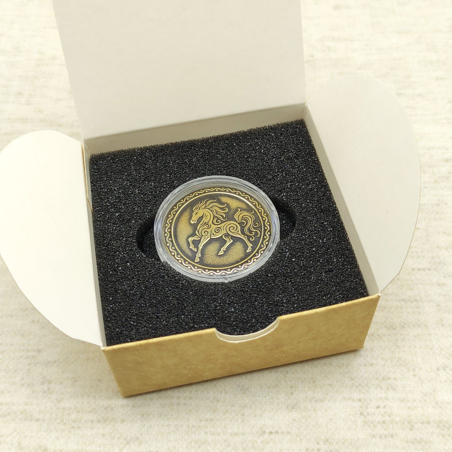 Brass Zodiac Coin — Year of the Red Fire Horse with Personalization