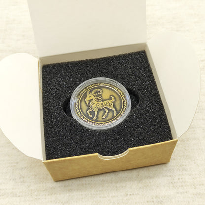 Brass Chinese Zodiac Coin – Year of the Goat Gift Coin with Custom Engraving and Personalization