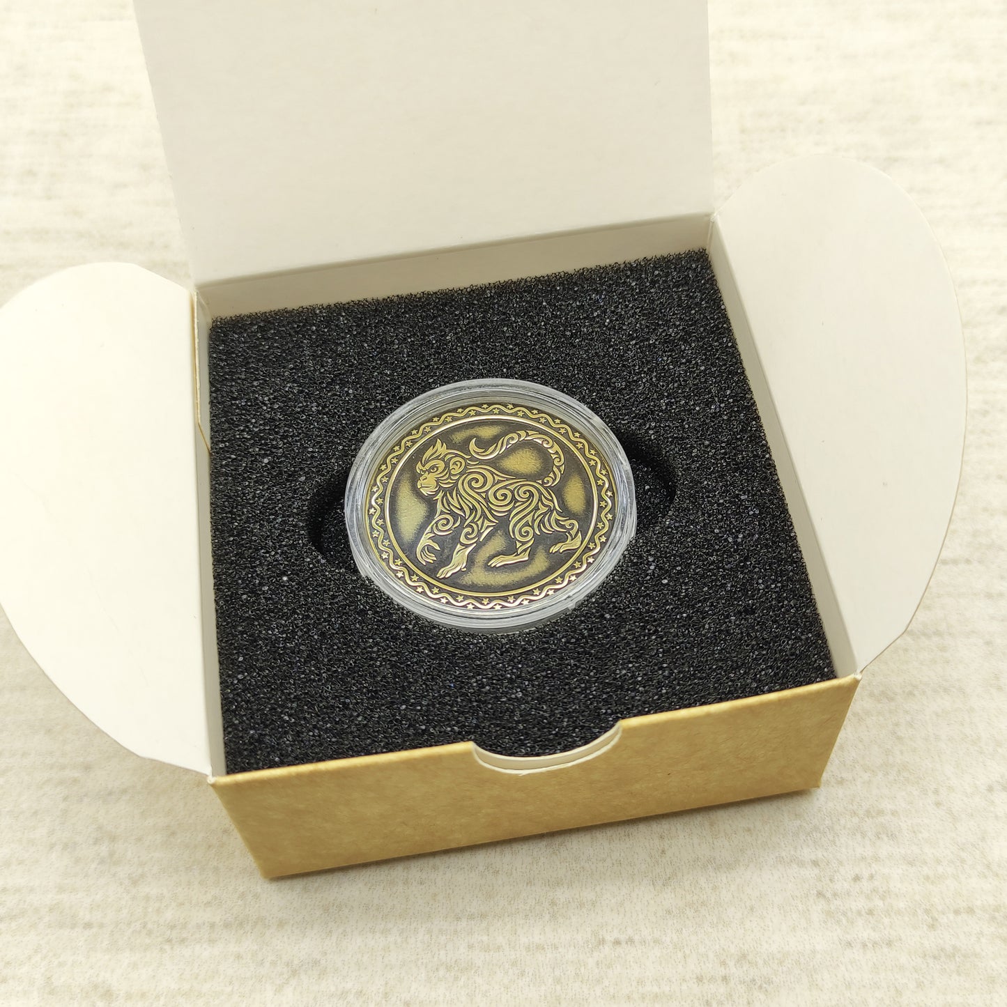 Exclusive Brass Coin "Year of the Monkey" – Chinese Zodiac Symbol of Luck and Wisdom, Personalized Gift