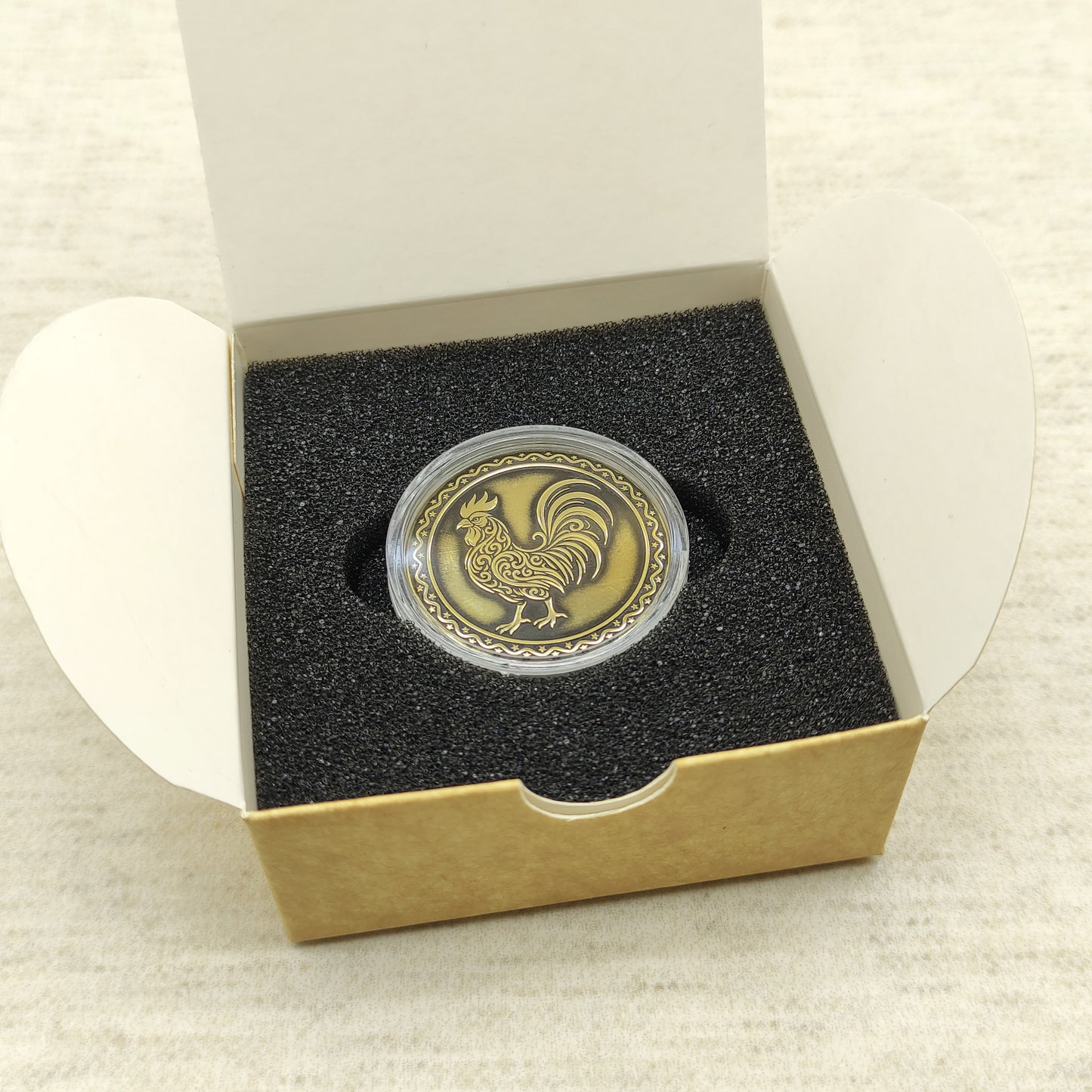 Brass Eastern Zodiac Coin — Year of the Rooster with Personalization