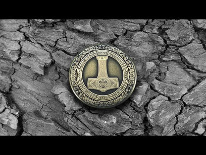 Brass Coin "Thor’s Hammer" — Scandinavian Amulet of Strength, Courage, and Protection