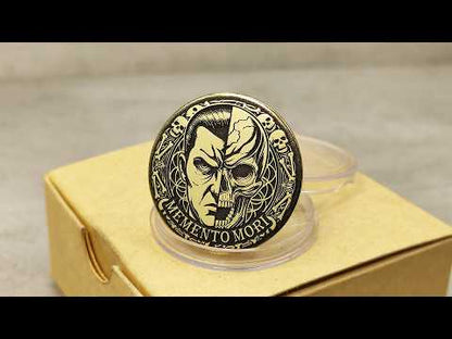 Messing Memento Mori Munt met Diepe Gravure – Dubbel "Leven en Dood" Ontwerp + Personalisatie