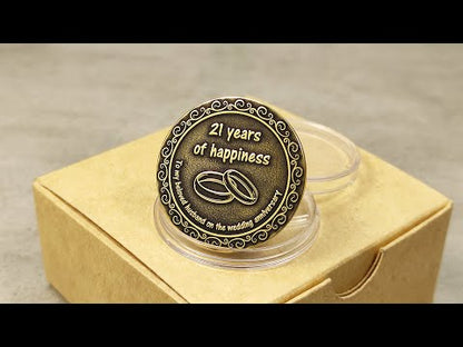 Brass Coin for 21st Wedding Anniversary - Personalized Gift for Husband