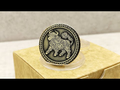 Brass Coin of the Eastern Zodiac — Year of the Ox with Personalization