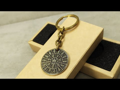 Brass Coin Keychain "Mandala High Elves Pantheon (Kaday)" with Personalization