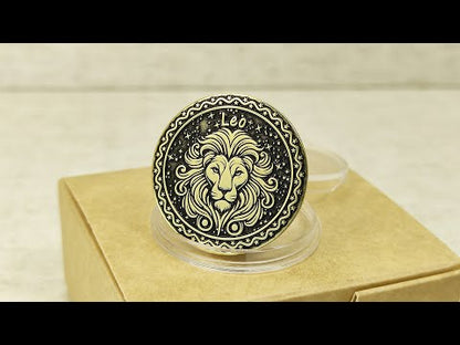 Leo Brass Zodiac Medal — Custom Engraved Personalized Gift