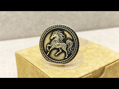Brass Zodiac Coin — Year of the Red Fire Horse with Personalization