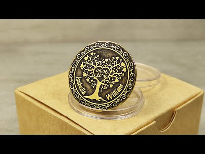 Brass Love Tree Coin – Personalized Wedding Anniversary Gift