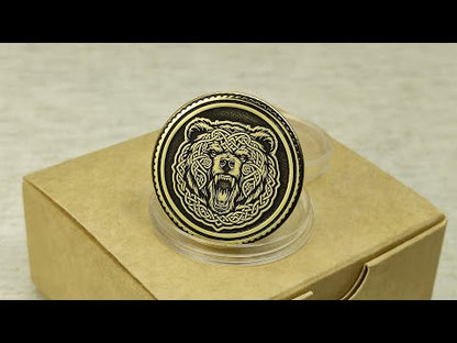 Brass "Bear" Coin in Nordic Style – Collectible Coin with Customization