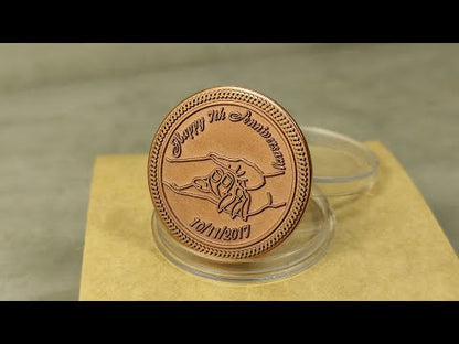 Copper Coin "Happy 7th Anniversary" — Personalized 7th Wedding Anniversary Gift