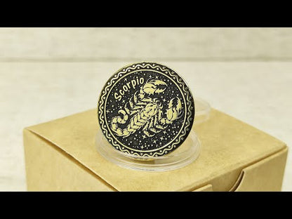 Brass Scorpio Zodiac Coin with Personalization – Premium Astrological Gift