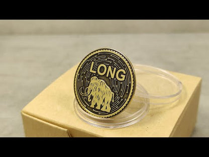 Brass "LONG / SHORT" Mammoth Coin — Decision-Making Coin with Custom Engraving
