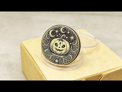 Brass "Mystic Pumpkin" Coin with Personalization — Magical Halloween Collectible