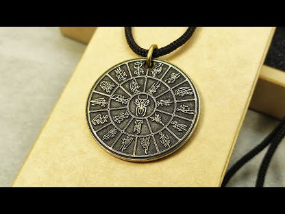 Brass Pendant Coin "Mandala Dark Elves Pantheon (Kitarai)" — Fantasy Amulet with Personalization