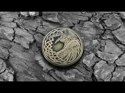 Brass Odin’s Ravens Huginn & Muninn Coin — Norse Gift with Personalization