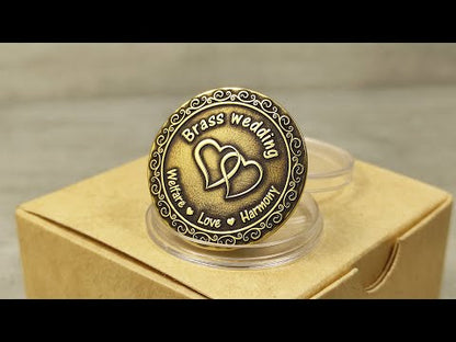 Brass Coin for 21st Wedding Anniversary – Personalized Brass Wedding Gift