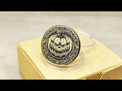 Brass "Scary Pumpkin" Coin with Personalization — Halloween Gift Collectible