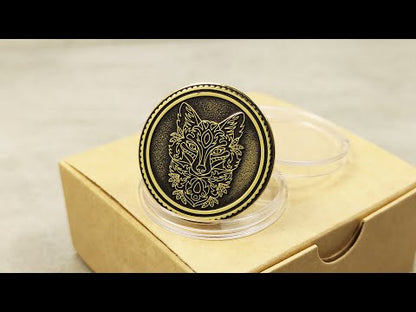 Brass Coin "Magic Fox" with Custom Engraving