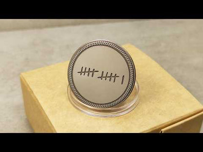 Gepersonaliseerde Stalen Munt "Tally Mark" – Uniek 11e Stalen Jubileum Cadeau voor Koppels